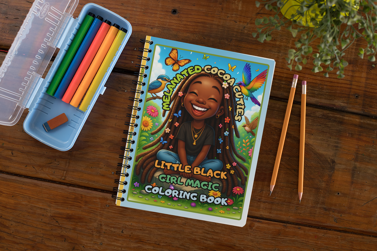 Little Black Girl Magic Coloring Book | Black Girl Juice Box Characters & Affirmations | Melanated Cocoa Cuties