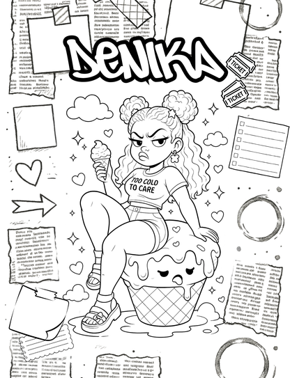 Kawaii Cutie Crush | Kawaii Black Girl Coloring Book | Curvy Mood & Expression Pages