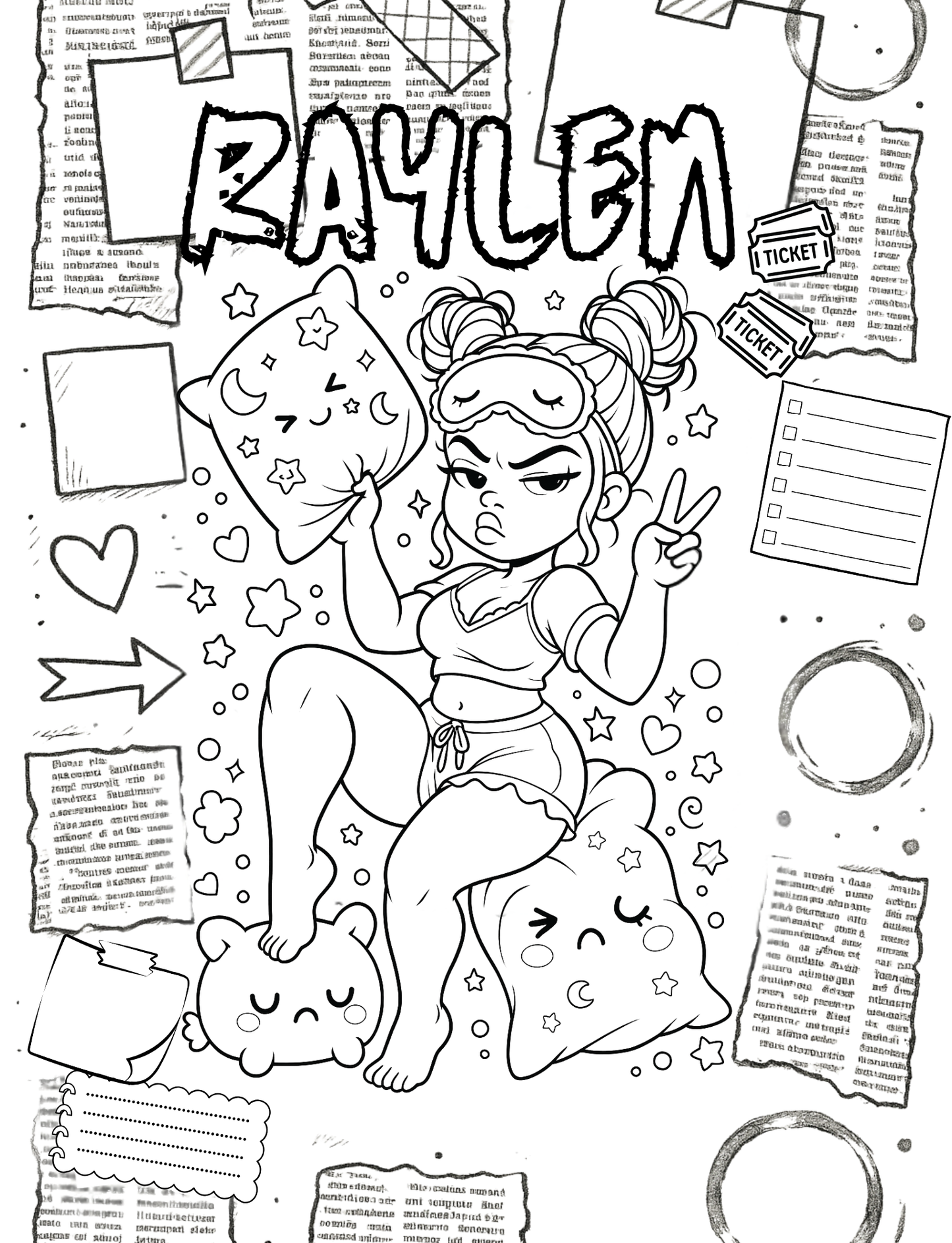 Kawaii Cutie Crush | Kawaii Black Girl Coloring Book | Curvy Mood & Expression Pages