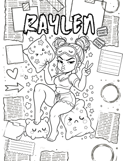 Kawaii Cutie Crush | Kawaii Black Girl Coloring Book | Curvy Mood & Expression Pages