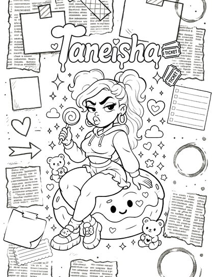 Kawaii Cutie Crush | Kawaii Black Girl Coloring Book | Curvy Mood & Expression Pages
