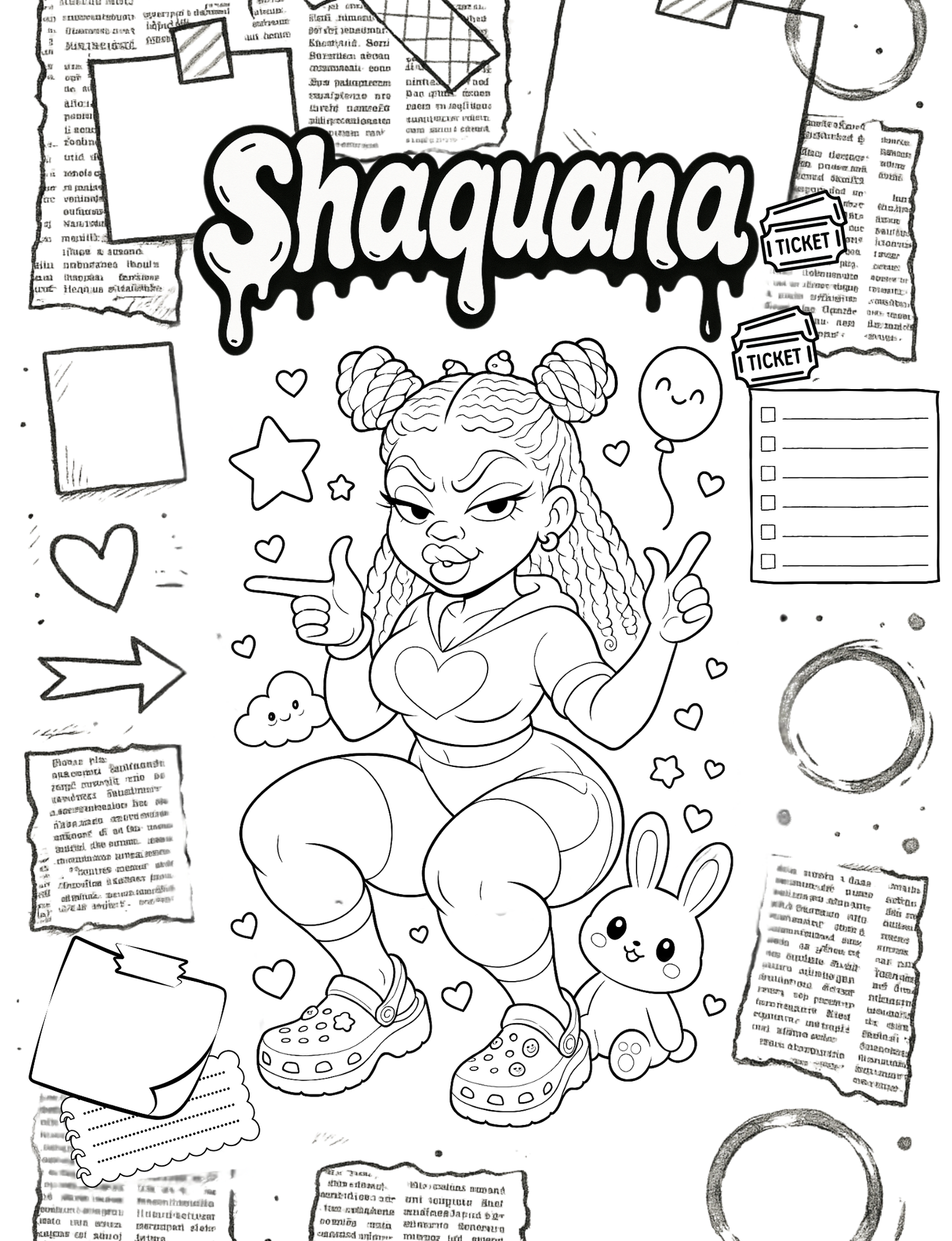 Kawaii Cutie Crush | Kawaii Black Girl Coloring Book | Curvy Mood & Expression Pages