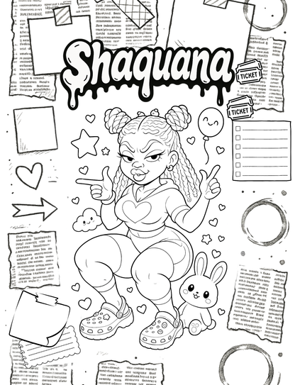 Kawaii Cutie Crush | Kawaii Black Girl Coloring Book | Curvy Mood & Expression Pages