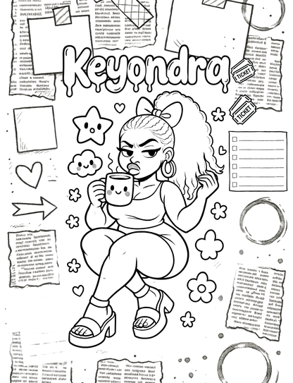 Kawaii Cutie Crush | Kawaii Black Girl Coloring Book | Curvy Mood & Expression Pages