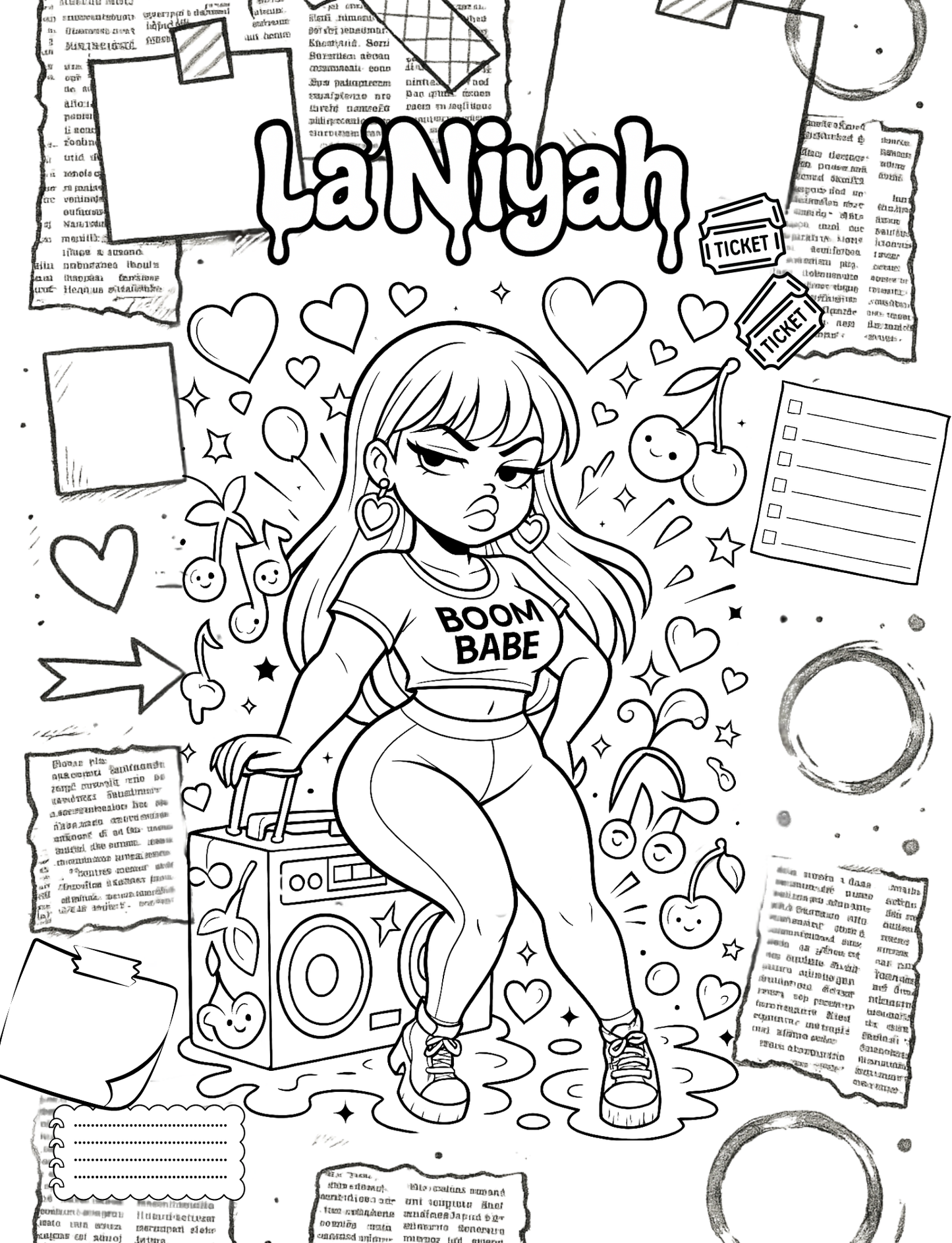 Kawaii Cutie Crush | Kawaii Black Girl Coloring Book | Curvy Mood & Expression Pages