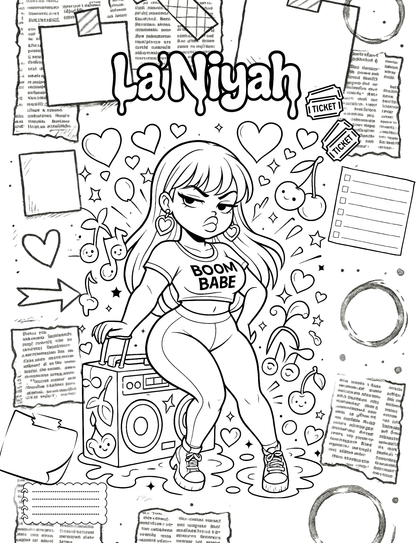 Kawaii Cutie Crush | Kawaii Black Girl Coloring Book | Curvy Mood & Expression Pages