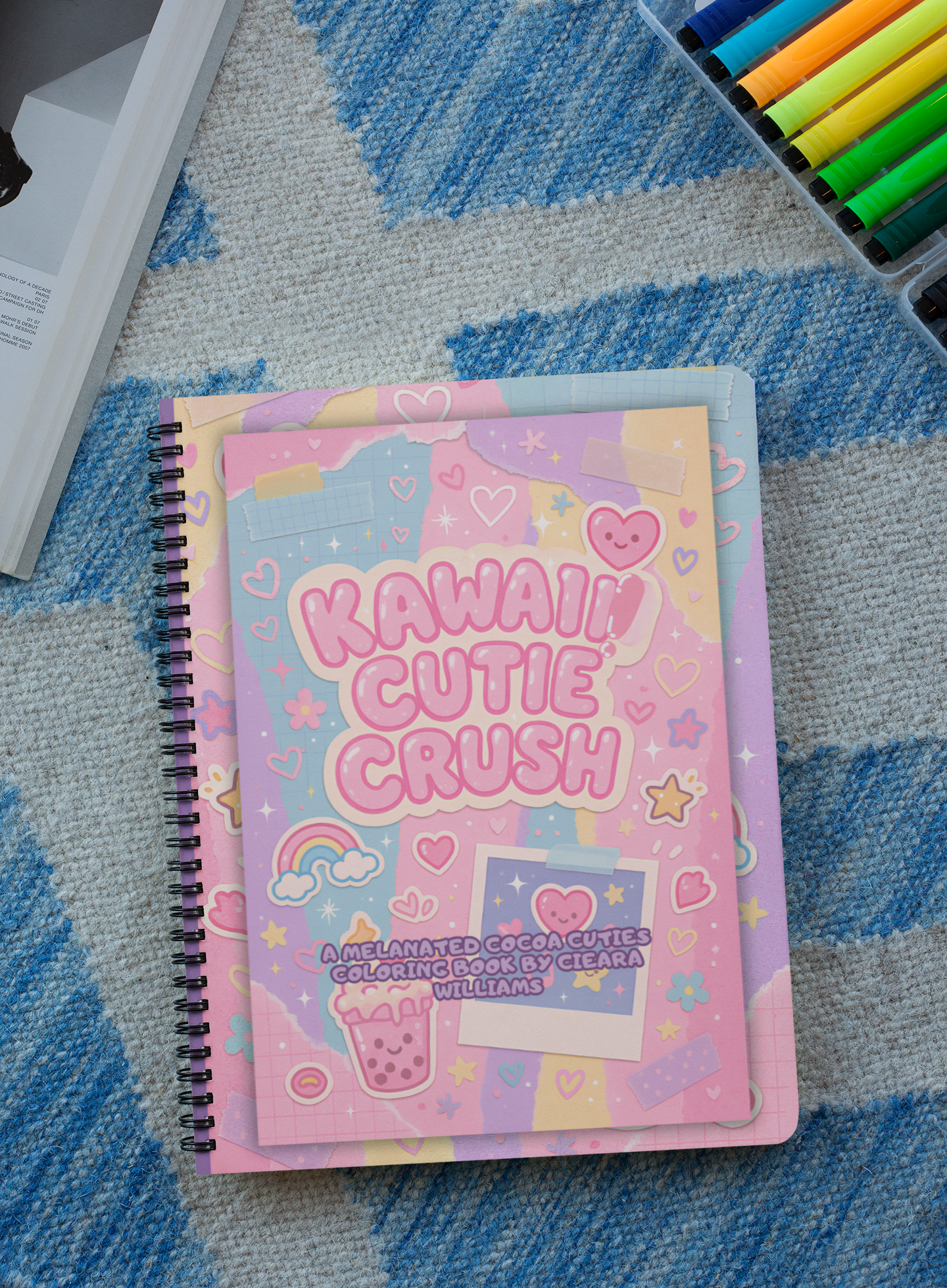 Kawaii Cutie Crush | Kawaii Black Girl Coloring Book | Curvy Mood & Expression Pages